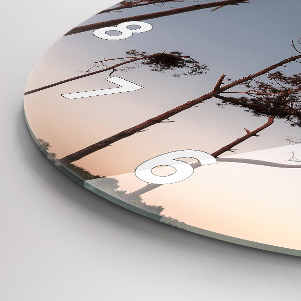 Round glass wall clock Crescent and trees