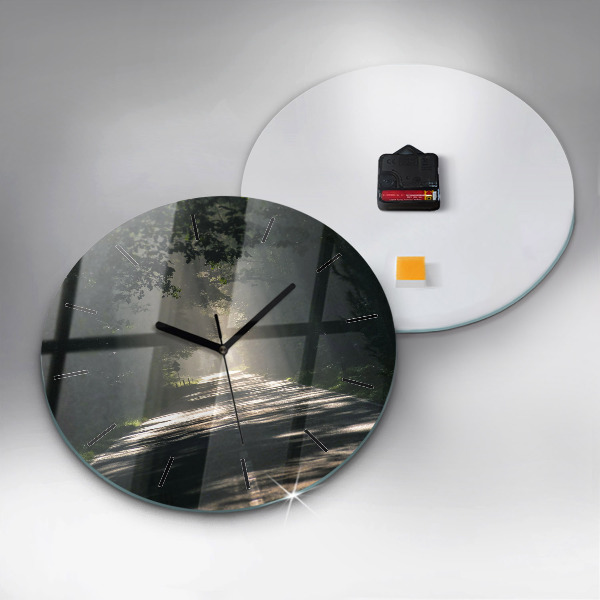 Round glass wall clock Forest road