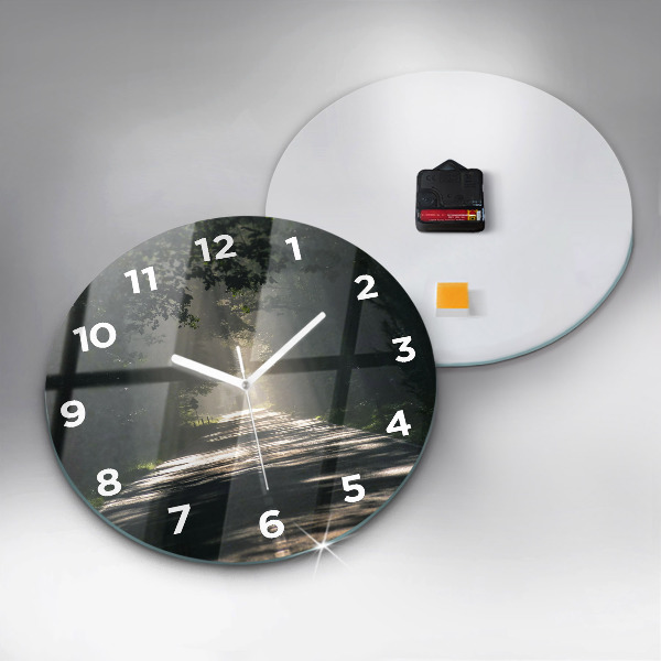 Round glass wall clock Forest road