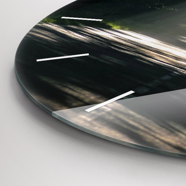 Round glass wall clock Forest road