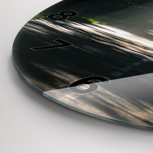 Round glass wall clock Forest road