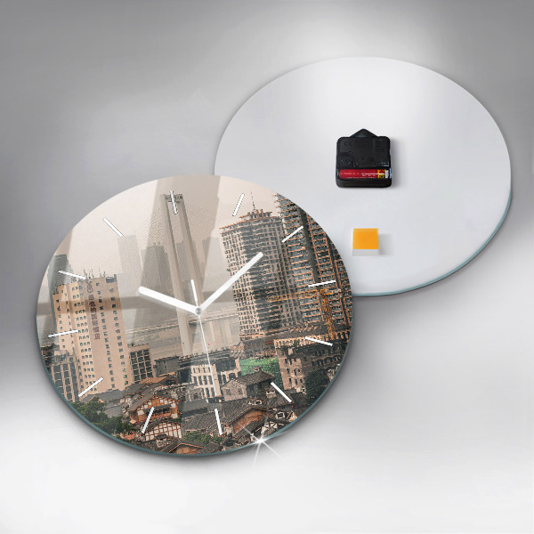 Round glass wall clock Chongqing Old Town
