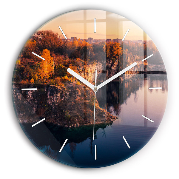 Round glass wall clock Krakow Lake Zakrzówek