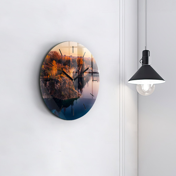 Round glass wall clock Krakow Lake Zakrzówek
