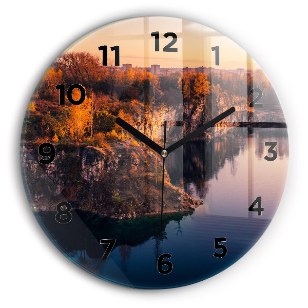 Round glass wall clock Krakow Lake Zakrzówek