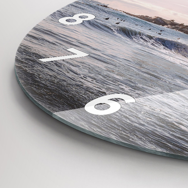 Round glass wall clock Barcelona Surfer