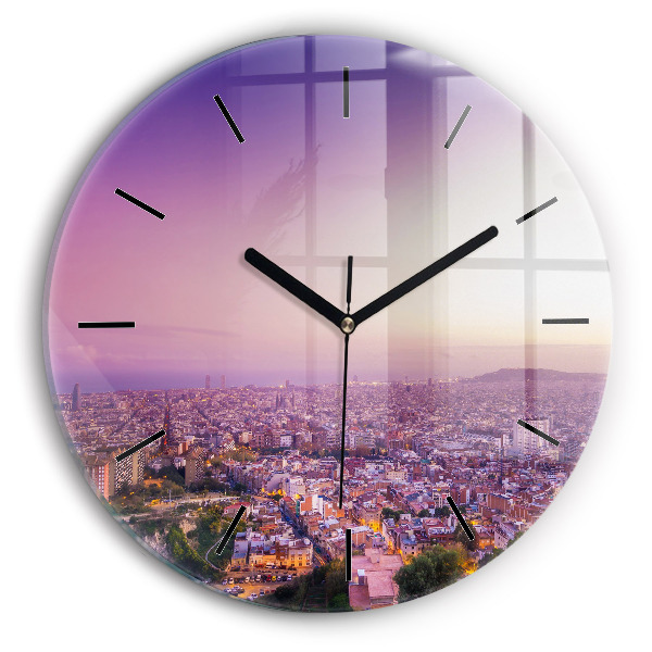 Round glass wall clock Barcelona Bunkers El Carmel