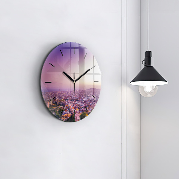 Round glass wall clock Barcelona Bunkers El Carmel