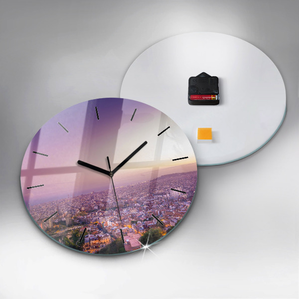 Round glass wall clock Barcelona Bunkers El Carmel