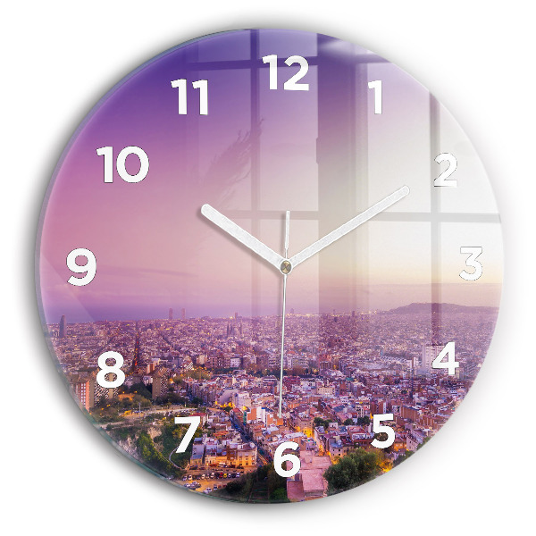 Round glass wall clock Barcelona Bunkers El Carmel