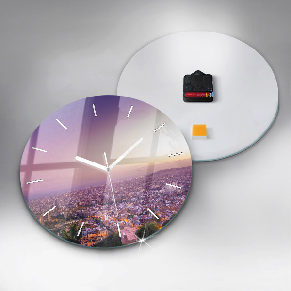 Round glass wall clock Barcelona Bunkers El Carmel