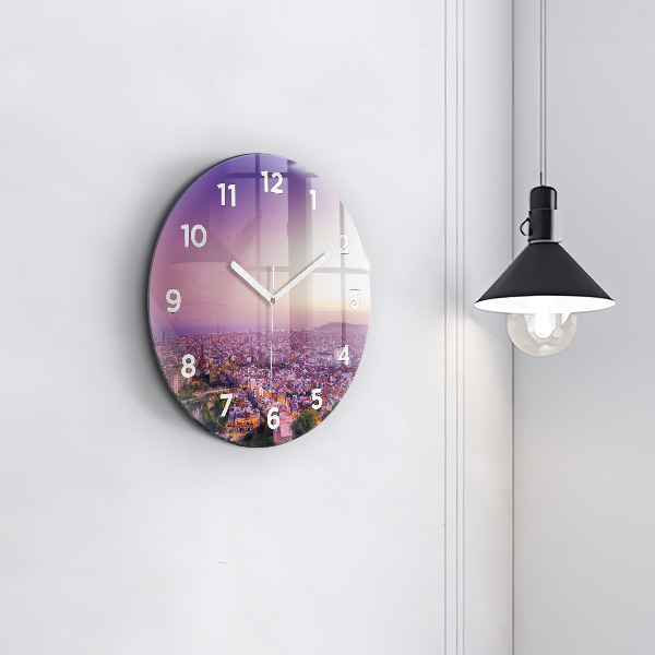 Round glass wall clock Barcelona Bunkers El Carmel