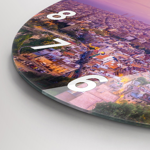 Round glass wall clock Barcelona Bunkers El Carmel