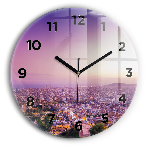 Round glass wall clock Barcelona Bunkers El Carmel