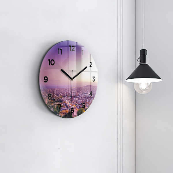 Round glass wall clock Barcelona Bunkers El Carmel