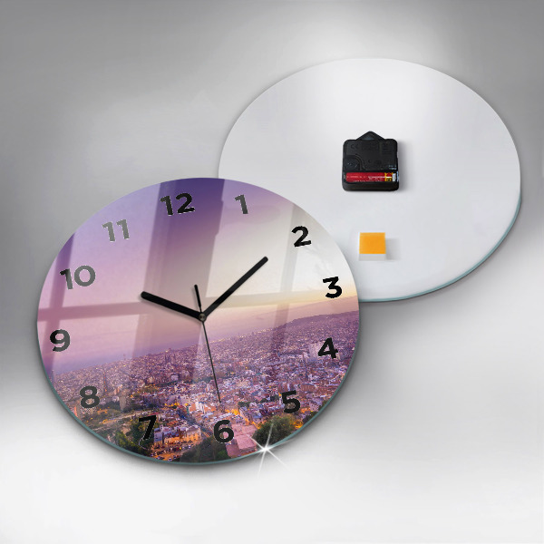 Round glass wall clock Barcelona Bunkers El Carmel