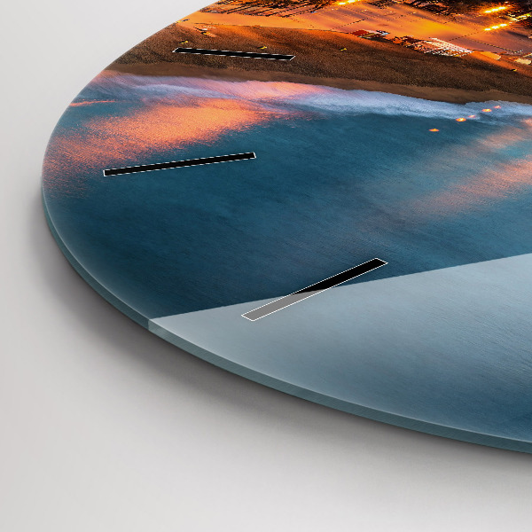 Round glass wall clock Barcelona Beach