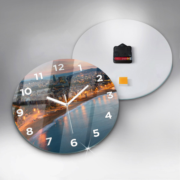 Round glass wall clock Barcelona Beach