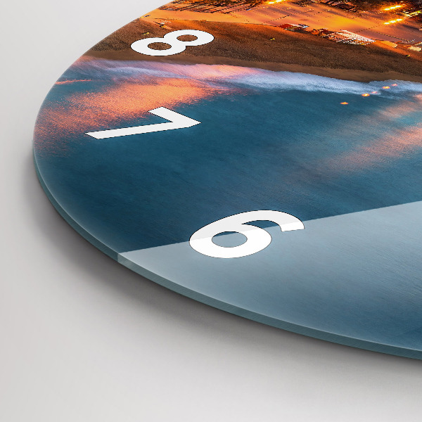 Round glass wall clock Barcelona Beach