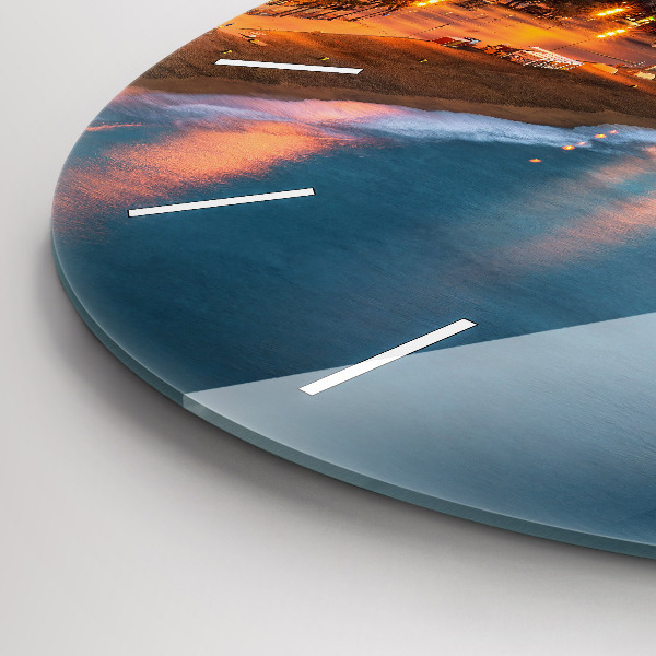 Round glass wall clock Barcelona Beach