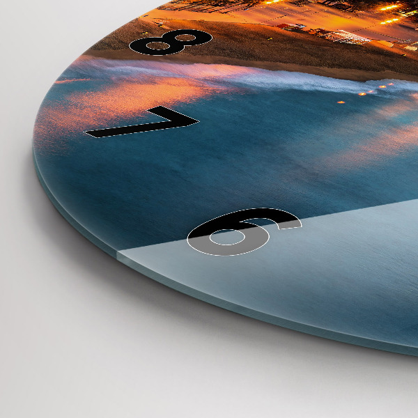 Round glass wall clock Barcelona Beach