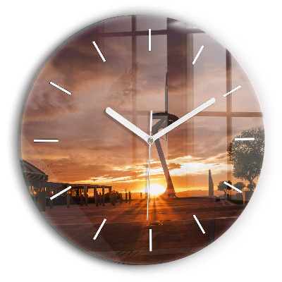 Round glass wall clock Barcelona Olympic Park