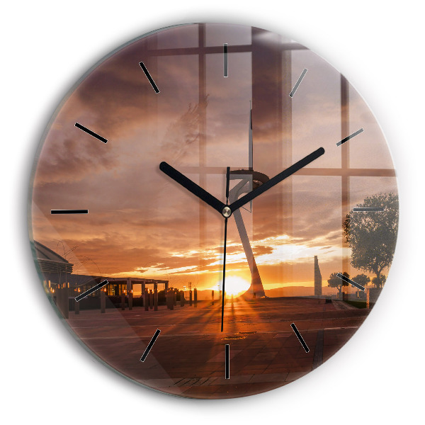 Round glass wall clock Barcelona Olympic Park