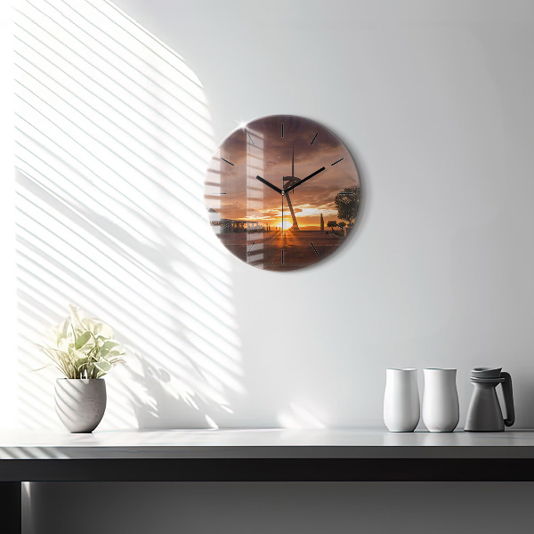 Round glass wall clock Barcelona Olympic Park