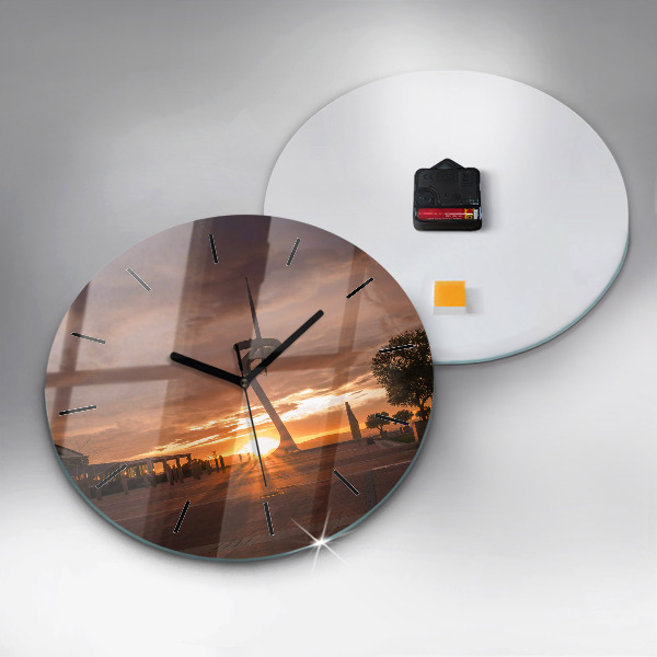 Round glass wall clock Barcelona Olympic Park