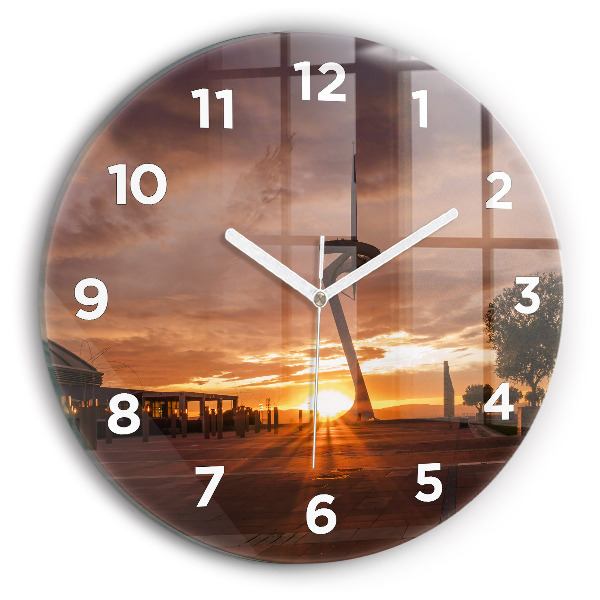 Round glass wall clock Barcelona Olympic Park