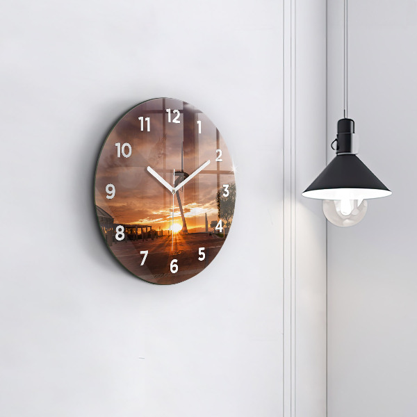 Round glass wall clock Barcelona Olympic Park