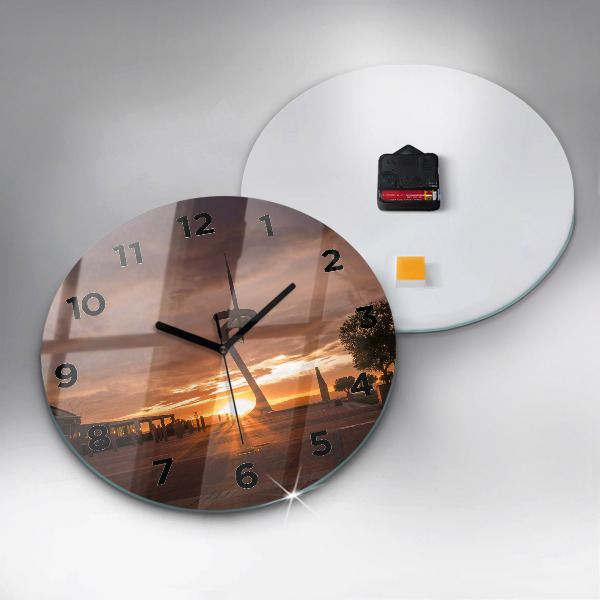 Round glass wall clock Barcelona Olympic Park