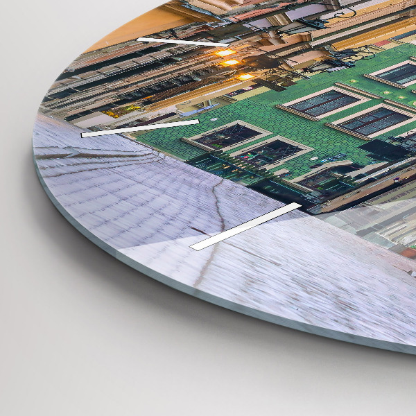 Round glass wall clock Old Town in Warsaw