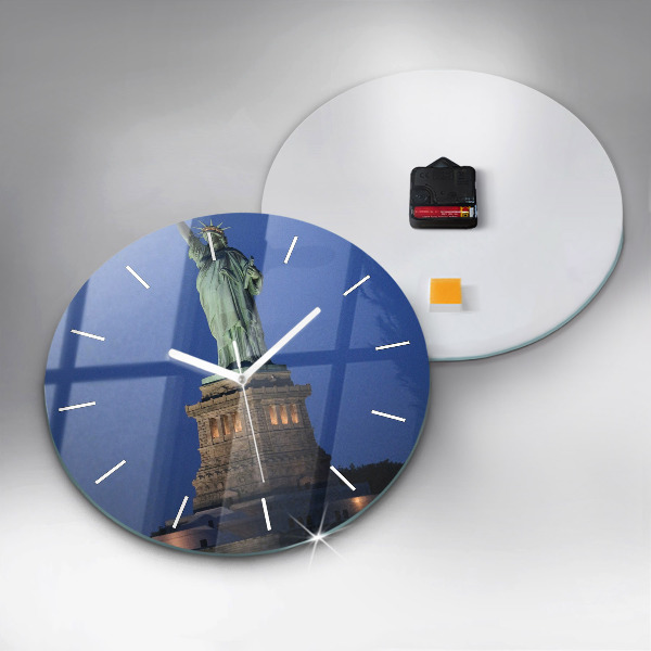 Round glass wall clock Statue of Liberty New York