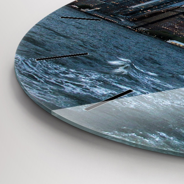 Round glass wall clock New York Panorama
