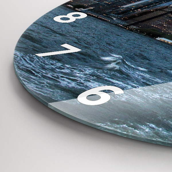 Round glass wall clock New York Panorama