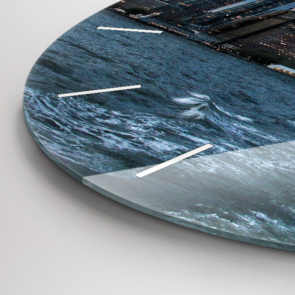 Round glass wall clock New York Panorama
