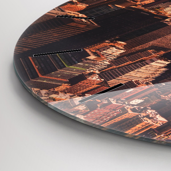 Round glass wall clock Panorama of the city west