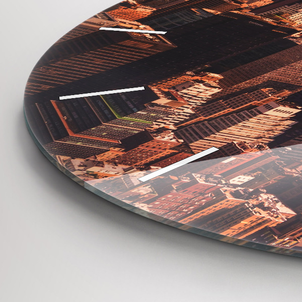 Round glass wall clock Panorama of the city west