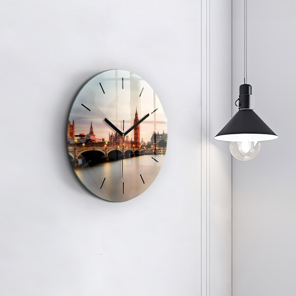 Round glass wall clock Big Ben London panorama