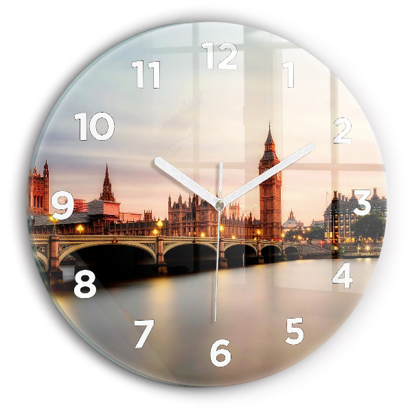 Round glass wall clock Big Ben London panorama