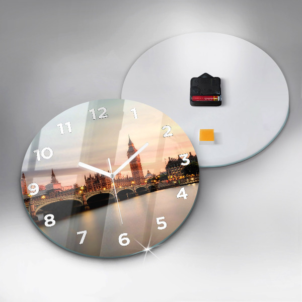 Round glass wall clock Big Ben London panorama