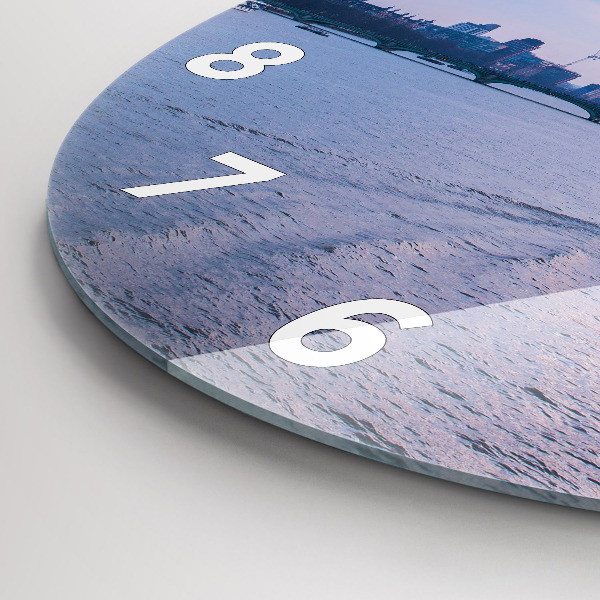 Round glass wall clock London Eye city panorama