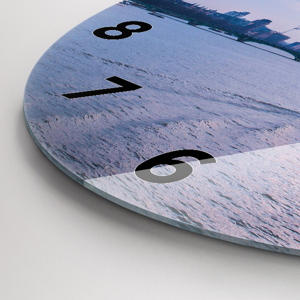 Round glass wall clock London Eye city panorama