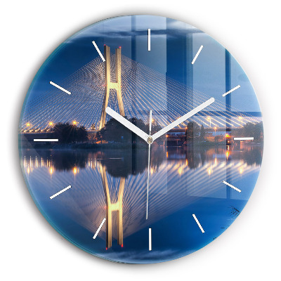 Round glass wall clock Rędziński Bridge Wrocław