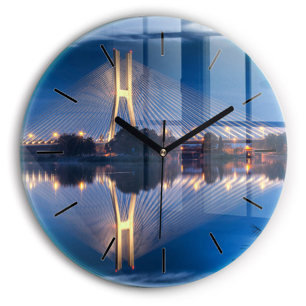 Round glass wall clock Rędziński Bridge Wrocław