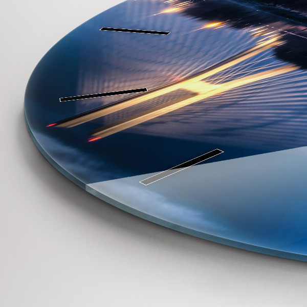 Round glass wall clock Rędziński Bridge Wrocław