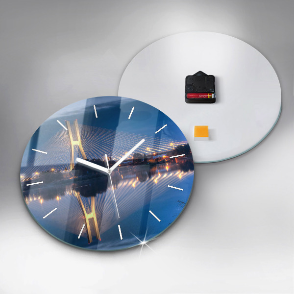 Round glass wall clock Rędziński Bridge Wrocław