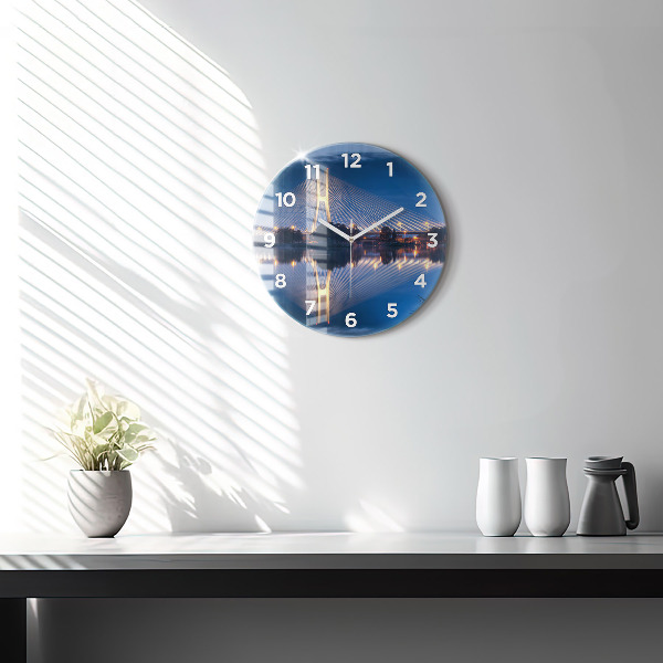Round glass wall clock Rędziński Bridge Wrocław