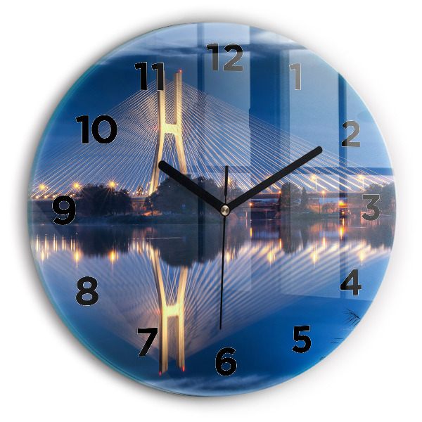 Round glass wall clock Rędziński Bridge Wrocław